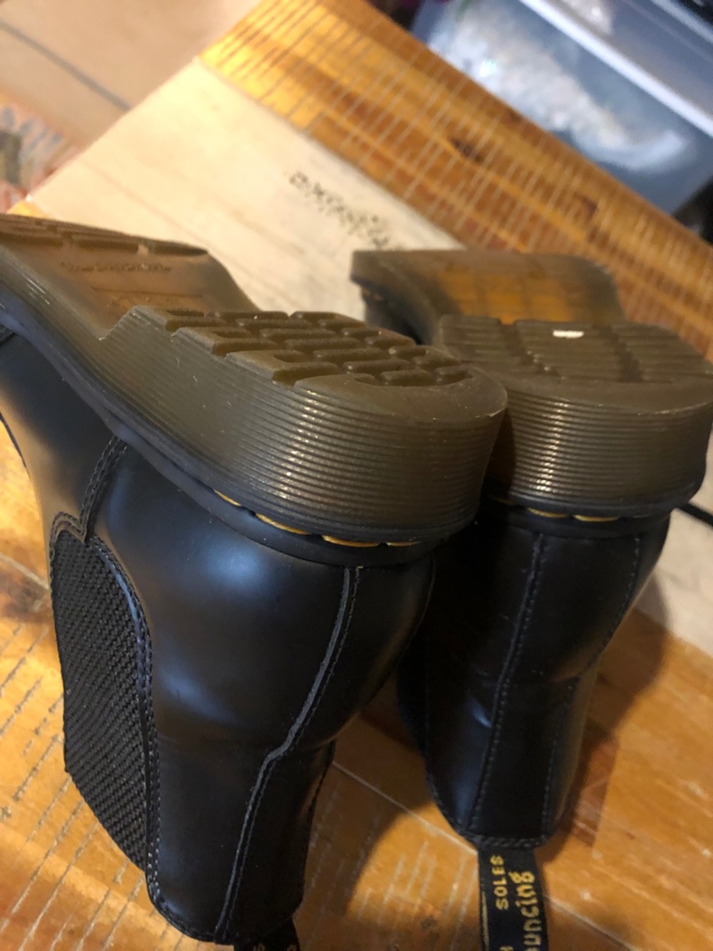 Dr. Martens Black Chelsea Boots with Yellow Stitching - Picture 6 of 7